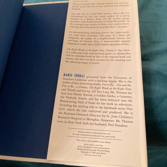 Marlo Thomas Book Right Words at the Right Time Volume 2 Vintage Hardback - Picture 9 of 13